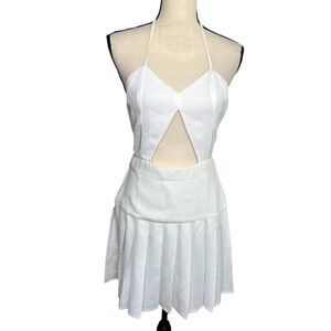 NASTY GAL White Halter Top Dress. Size Small